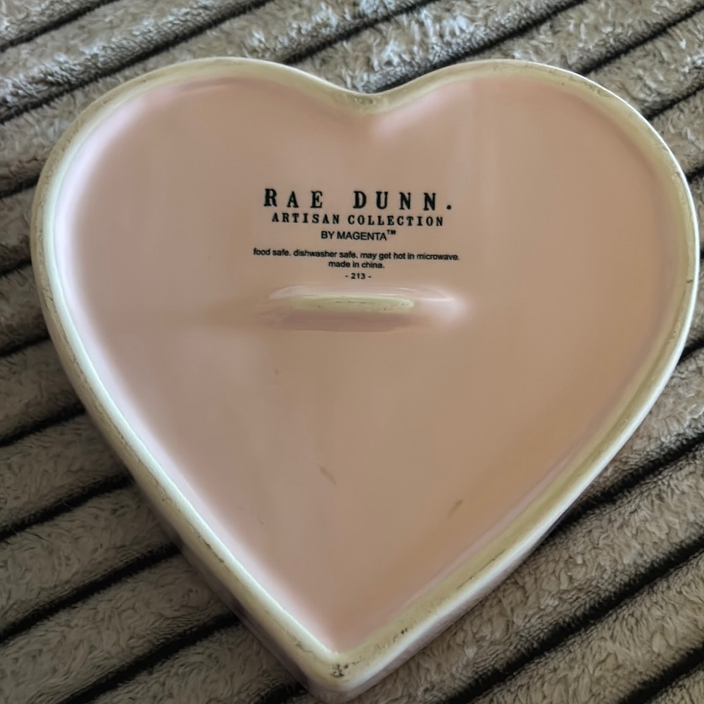 Rae Dunn Heart -Shaped Pink Ceramic trinket box - Picture 3 of 5